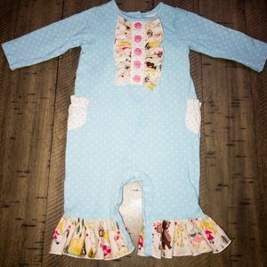 Ricrac and Ruffles 3 Bears Romper Size 6/9
